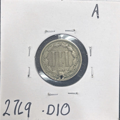 1867 3 Cent Nickel 2769.D10-A — Reverse