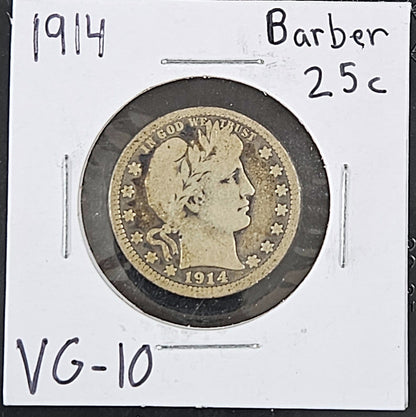 1914 Barber Quarter VG-10 5410.10-A — Obverse