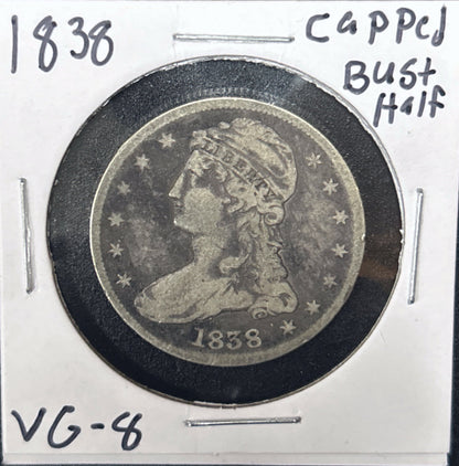 1838 Capped Bust Half Dollar 6221.8-A — Obverse