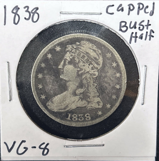 1838 Capped Bust Half Dollar 6221.8-A — Obverse