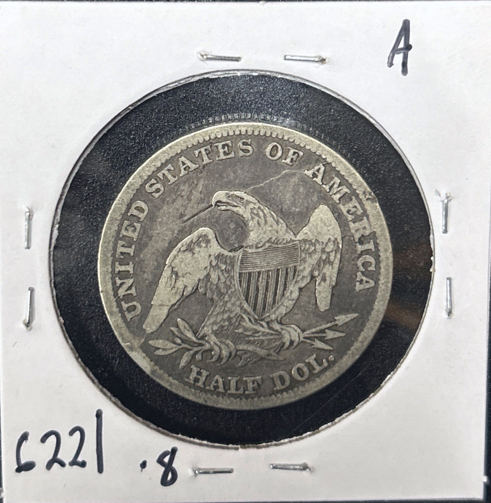 1838 Capped Bust Half Dollar 6221.8-A — Reverse