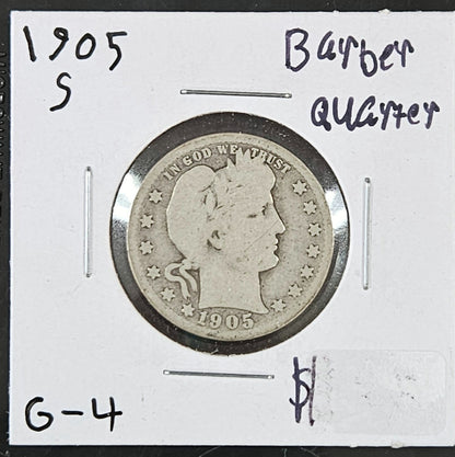1905-S Barber Quarter G-4 5439.4-A — Obverse