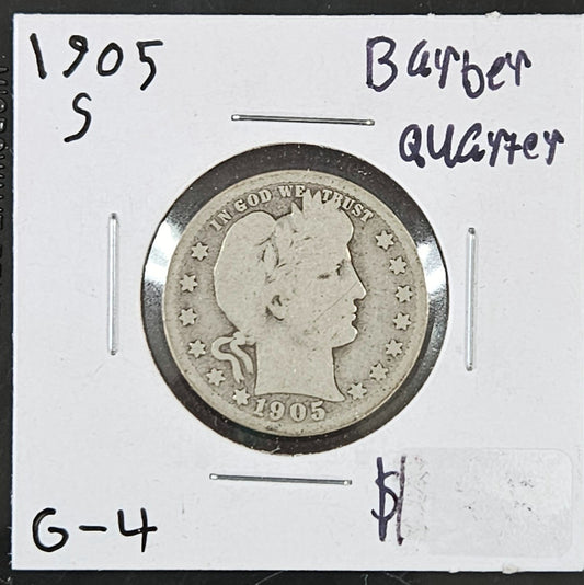 1905-S Barber Quarter G-4 5439.4-A — Obverse