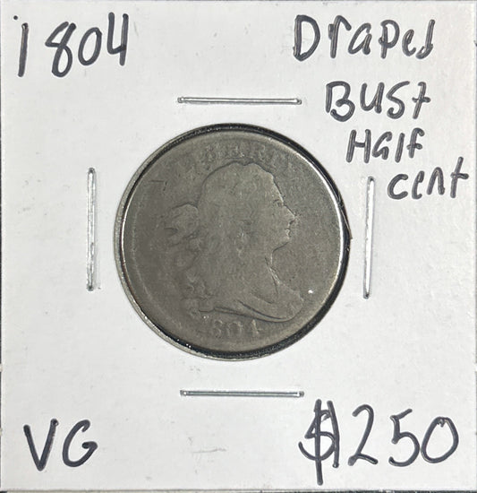 1804 Draped Bust Half Cent 474.D8-A — Obverse
