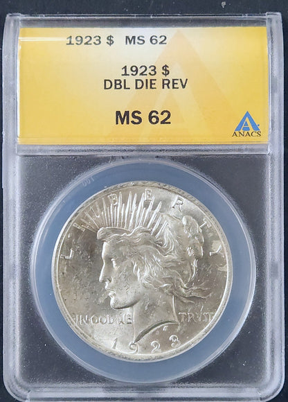 1923 Peace Dollar Double Die Reverse MS62 25309.62-00736062060310851000 — Obverse