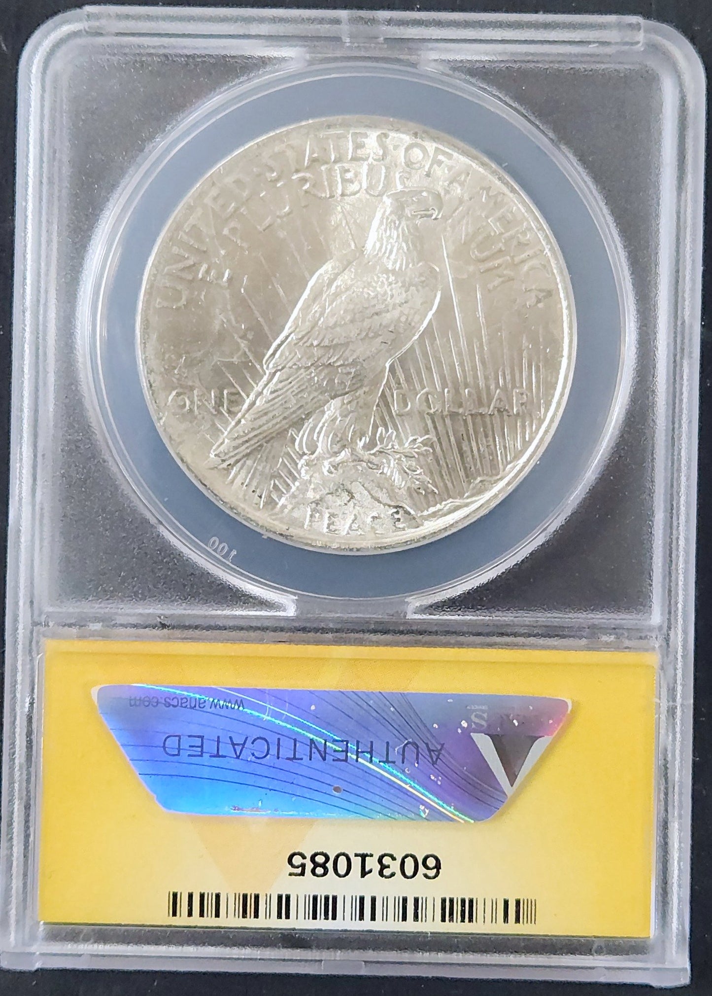 1923 Peace Dollar Double Die Reverse MS62 25309.62-00736062060310851000 — Reverse