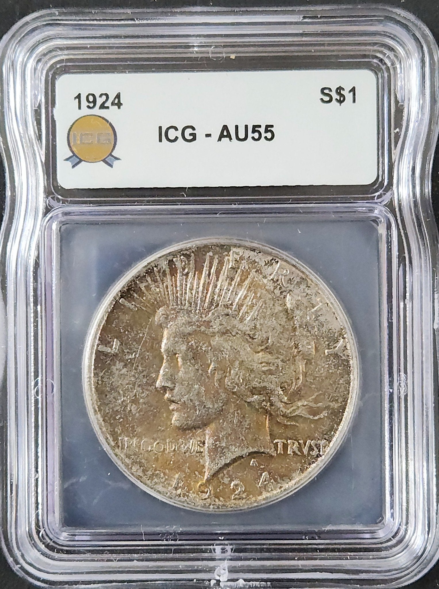 1924 Peace Dollar AU55 ICG 7892.55-060110559394843501 — Obverse