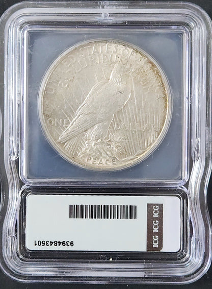 1924 Peace Dollar AU55 ICG 7892.55-060110559394843501 — Reverse