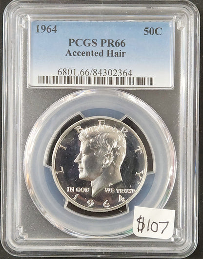 1964 Kennedy Half Proof PR66 Accented Hair 6993.66-0000068010066084302364 — Obverse