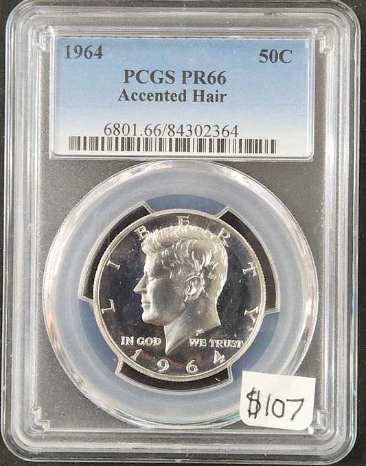 1964 Kennedy Half Proof PR66 Accented Hair 6993.66-0000068010066084302364 — Obverse