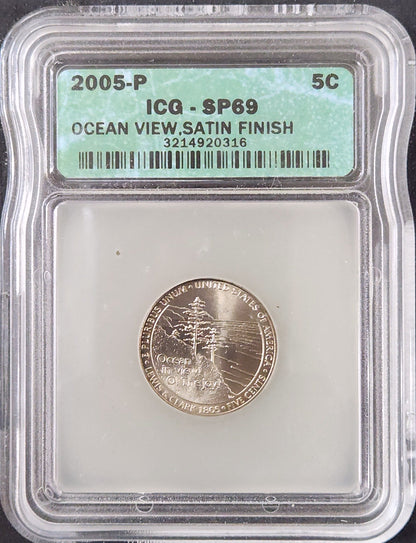 2005-P SP69 Jefferson Nickel Ocean In View Satin Finish 24955.69-292703693214920316 — Obverse