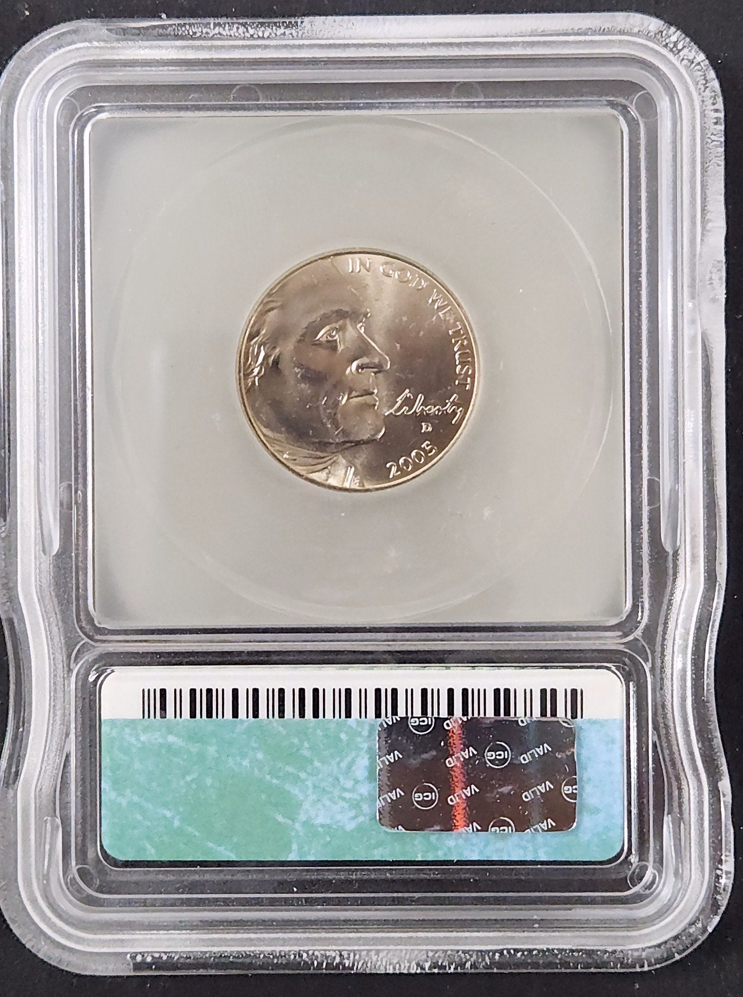 2005-D SP69 Jefferson Nickel Bison/Buffalo Satin Finish ICG 24952.69-292722692929060209 — Reverse