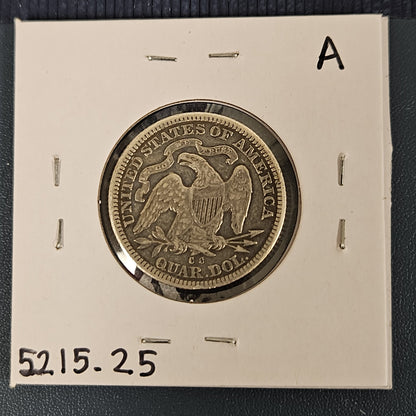 1877 CC Seated Liberty Quarter Carson City Mint VF25 5215.25-A  — Reverse