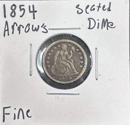 1854 Seated Dime Arrows 4046.D15-A — Obverse