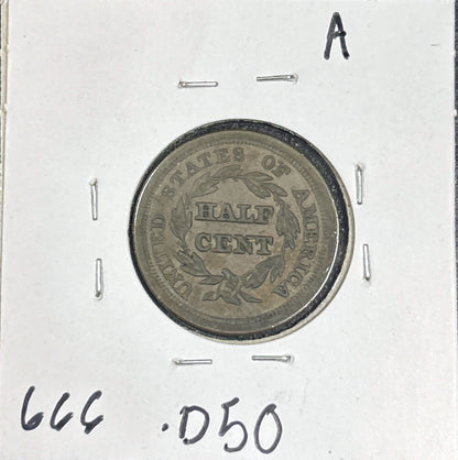 1853 Braided Hair Half Cent 666.D50-A — Reverse