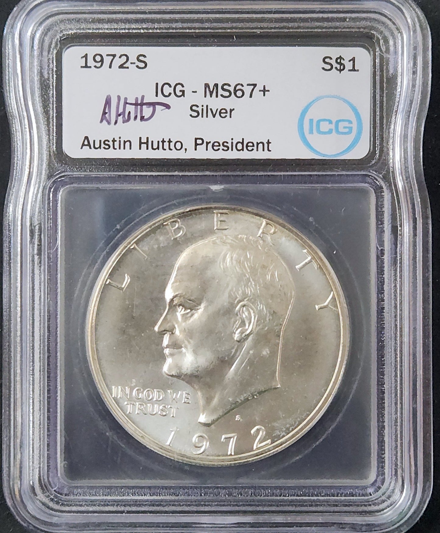 1972-S Eisenhower Dollar MS67+ Silver ICG 7926.67-9378990218 — Obverse