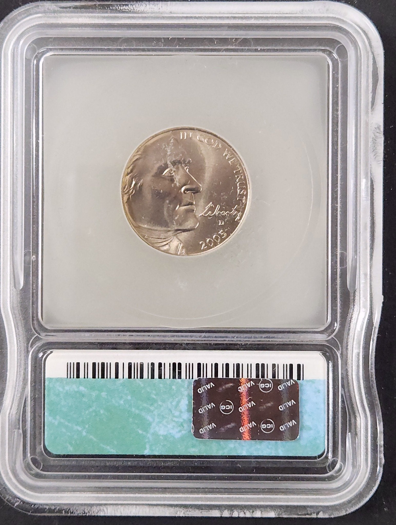 2005-D Jefferson Nickel Ocean In View SP69 Satin Finish ICG 24957.69-292721693214920212 — Reverse
