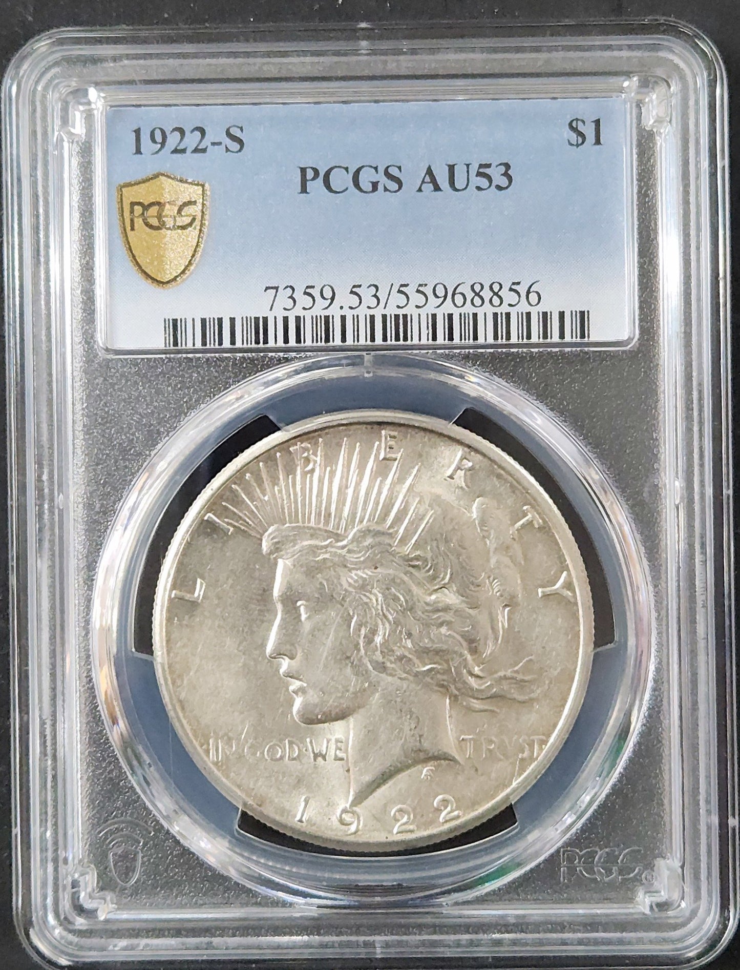 1922-S Peace Dollar AU53 PCGS 7900.53-1000073590053055968856 — Obverse