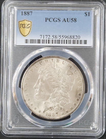 1887 Morgan Dollar AU58 PCGS 7498.58-1000071720058055968820 — Obverse