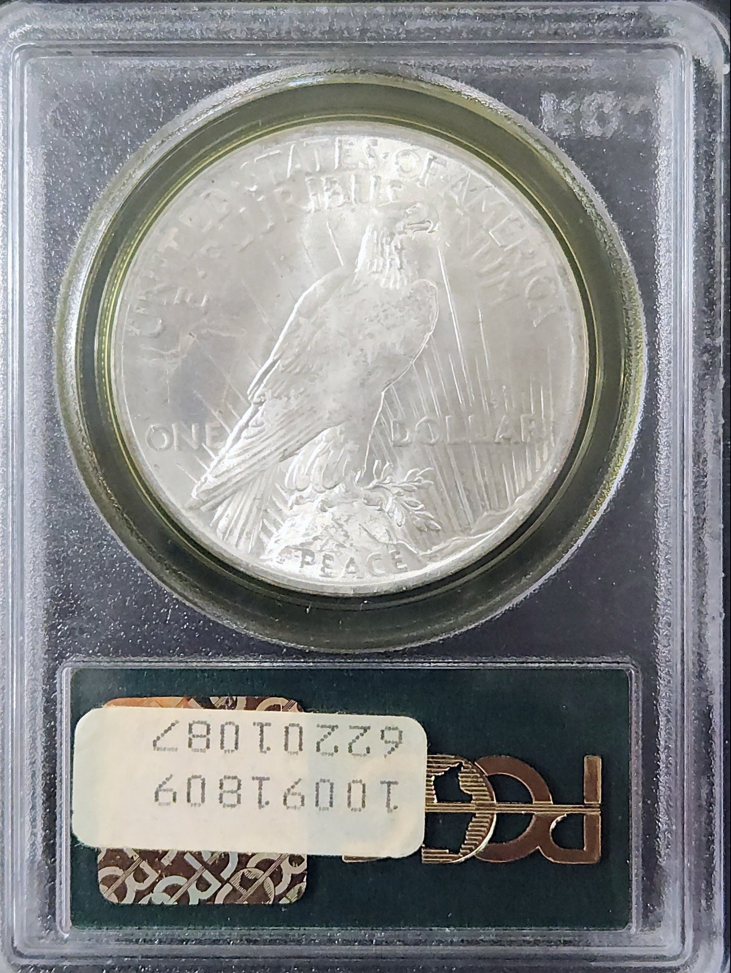 1923 Peace Dollar MS64 PCGS Green Slab 7891.65-0073606408092557 — Reverse