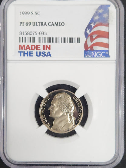 1999-S Jefferson Nickel Proof 69 Ultra Cameo NGC 3609.69-06526969008158075035 — Obverse