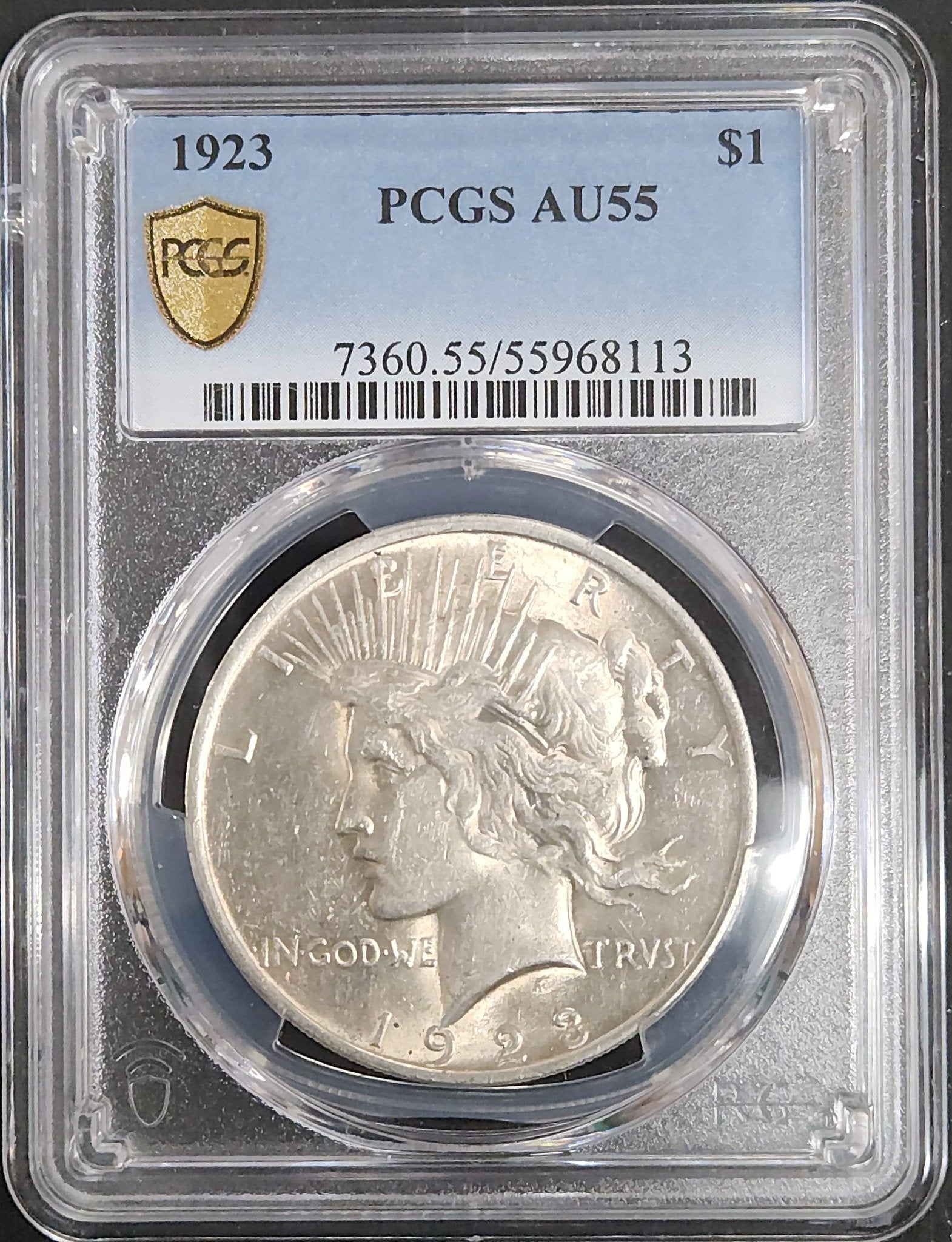 1923 Peace Dollar MS AU55 PCGS 7891.55-1000073600055055968113 — Obverse