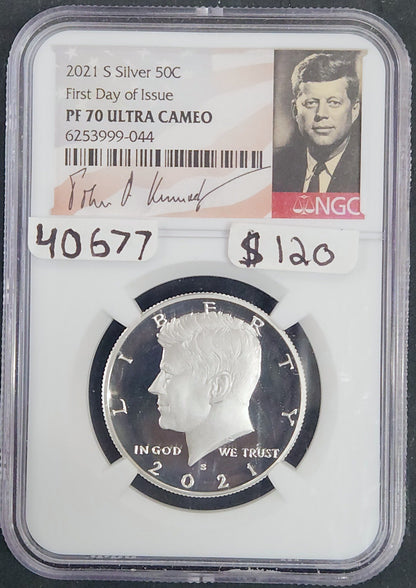 2021 Kennedy Half Dollar S Silver Proof 70 Ultra Cameo First Day Of Issue NGC 85156.70-82611570006253999044 — Obverse