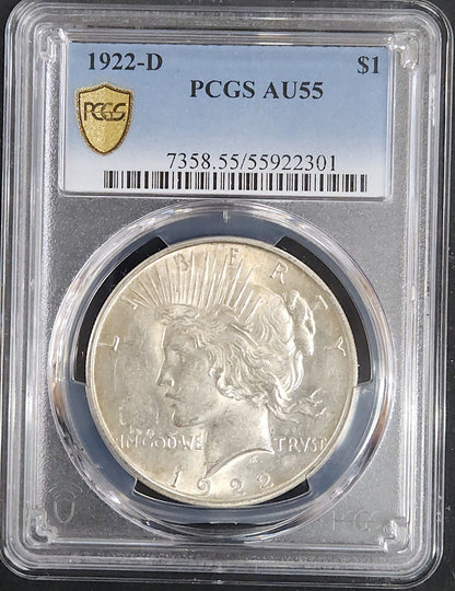 1922-D Peace Dollar AU55 PCGS 7899.55-1000073580055055922301 — Obverse