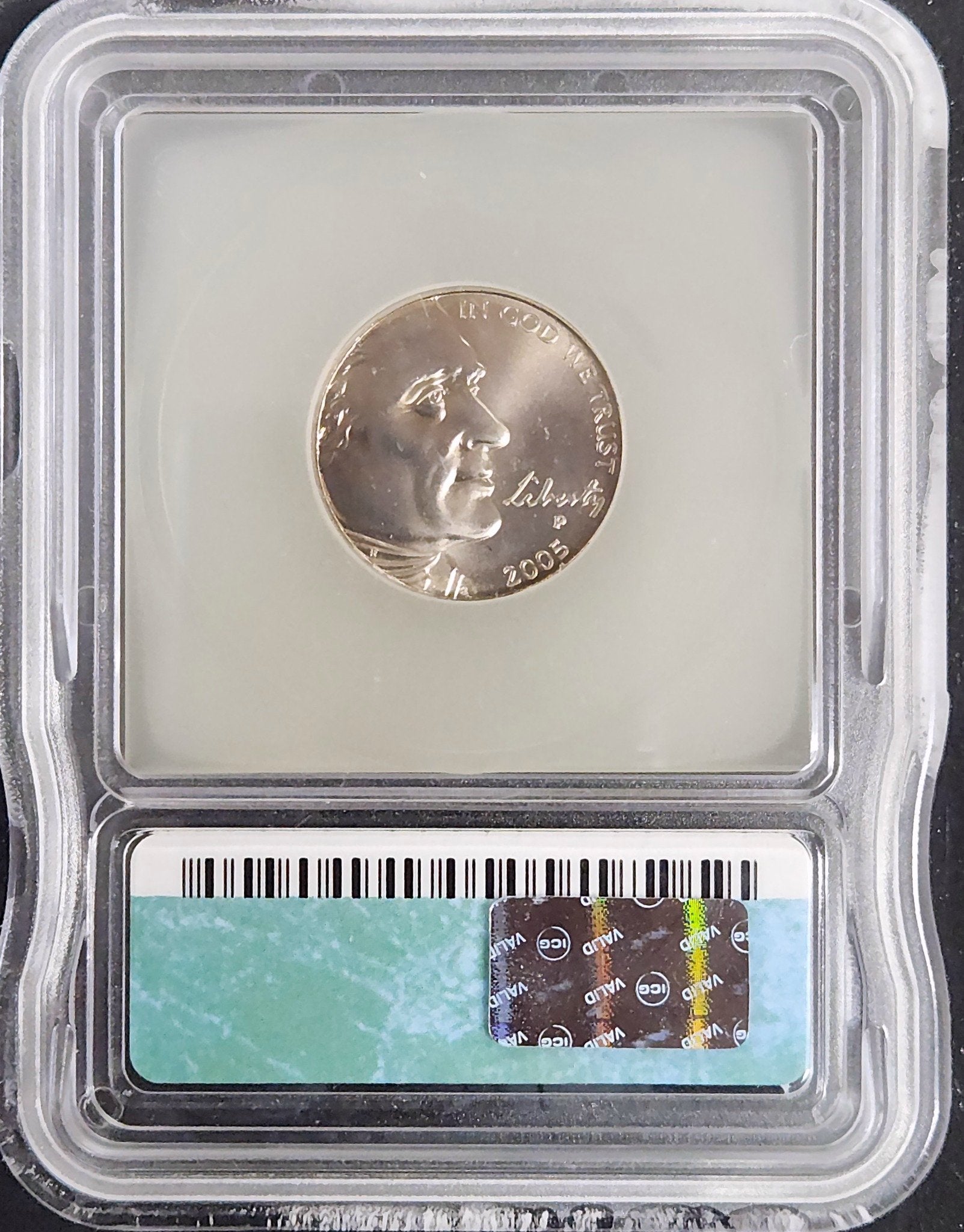 2005-P SP69 Jefferson Nickel Bison/Buffalo Satin Finish ICG 24952.69-292704692929060302 — Reverse