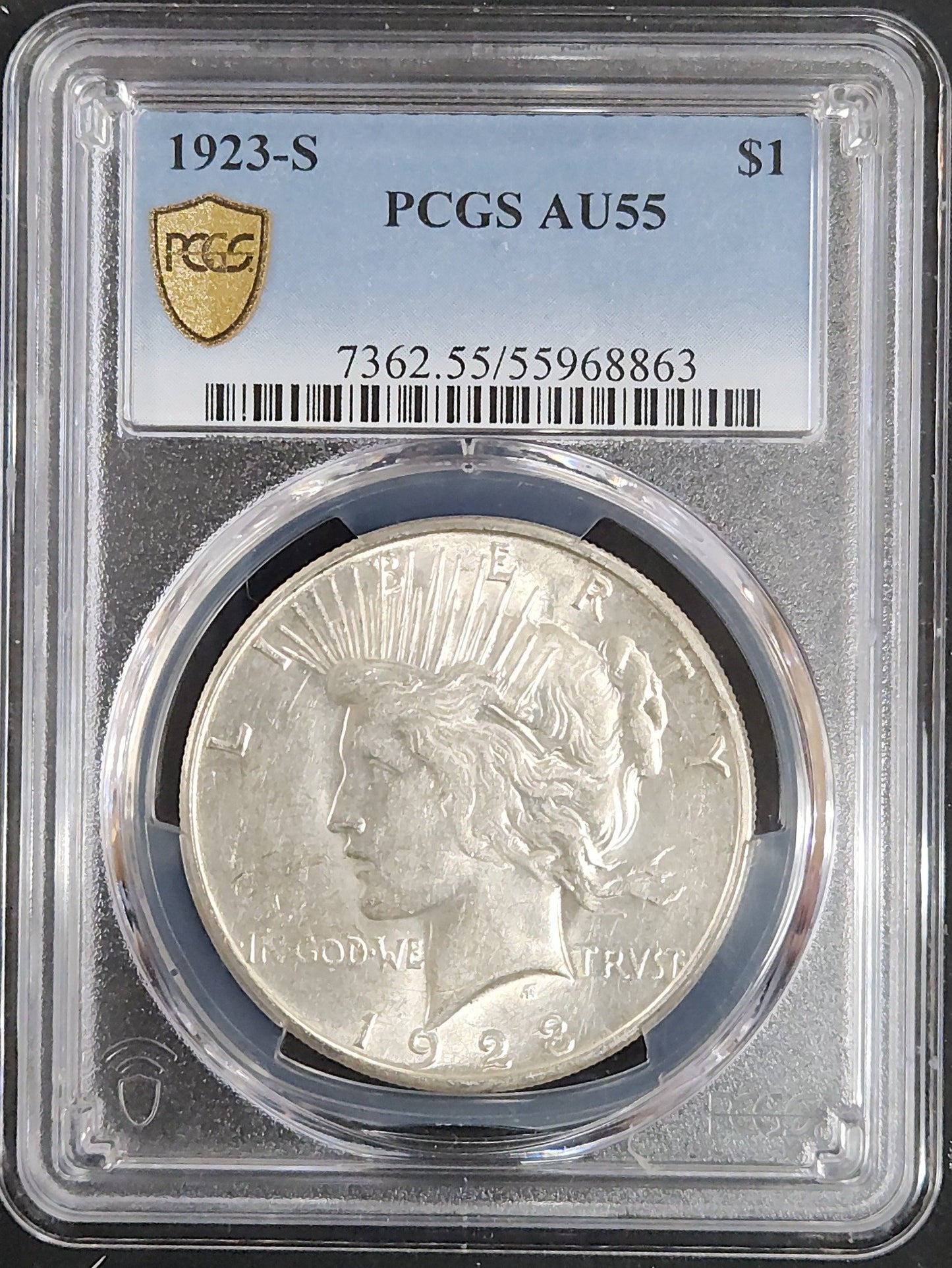 1923-S Peace Dollar AU55 PCGS 7902.55-1000073620055055968863 — Obverse
