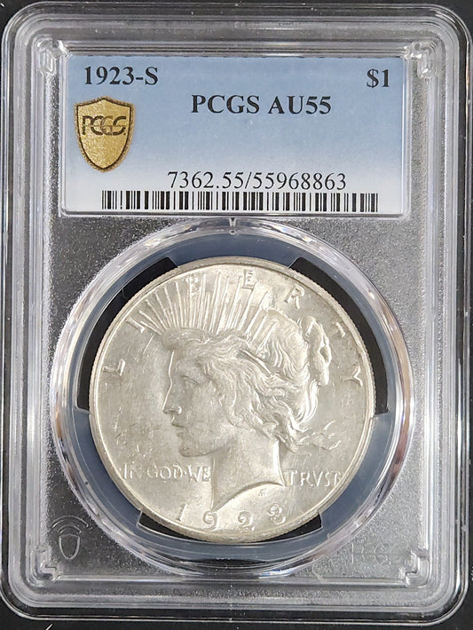 1923-S Peace Dollar AU55 PCGS 7902.55-1000073620055055968863 — Obverse