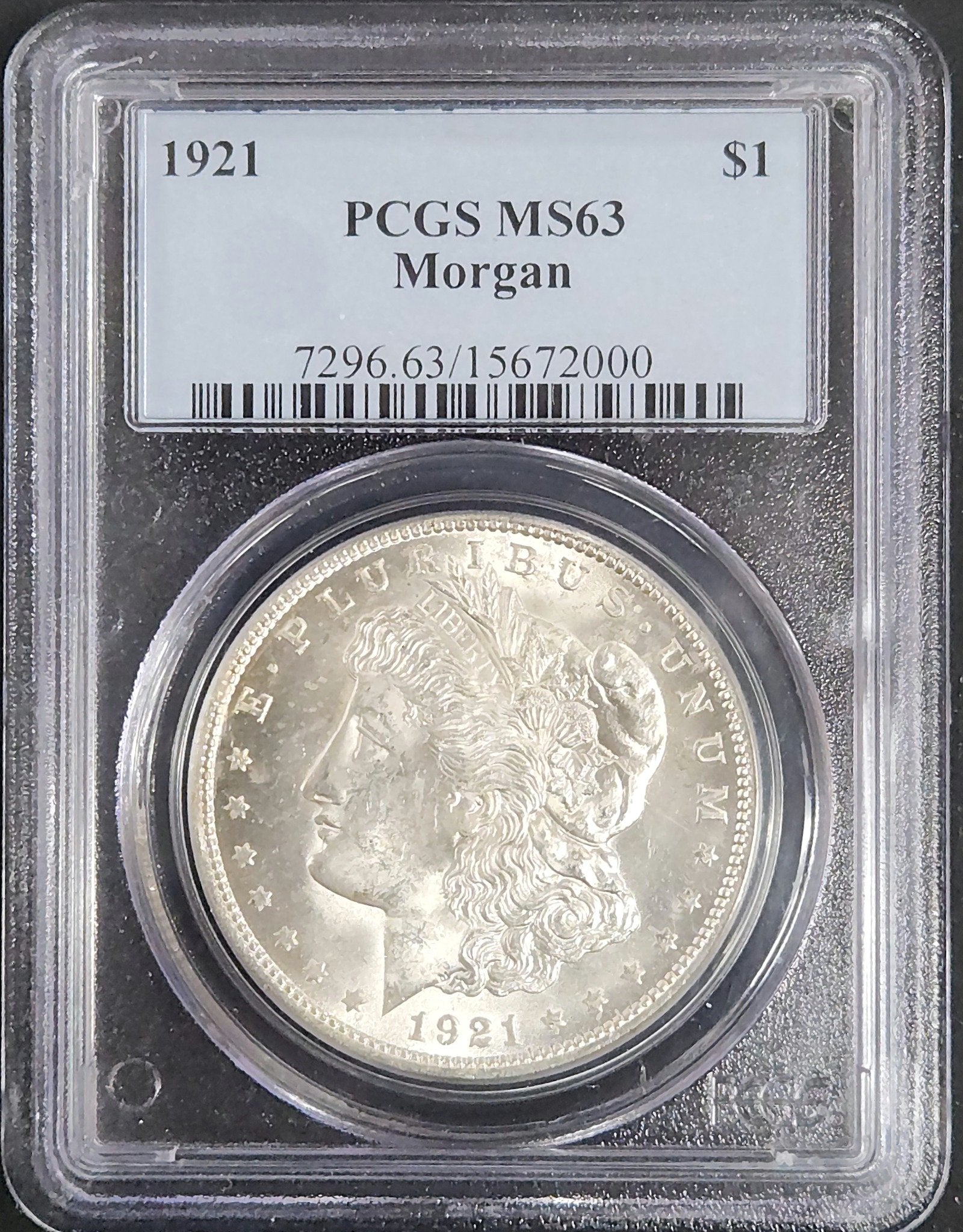 1921 Morgan Dollar MS63 PCGS 7600.63-0072966315672000 — Obverse