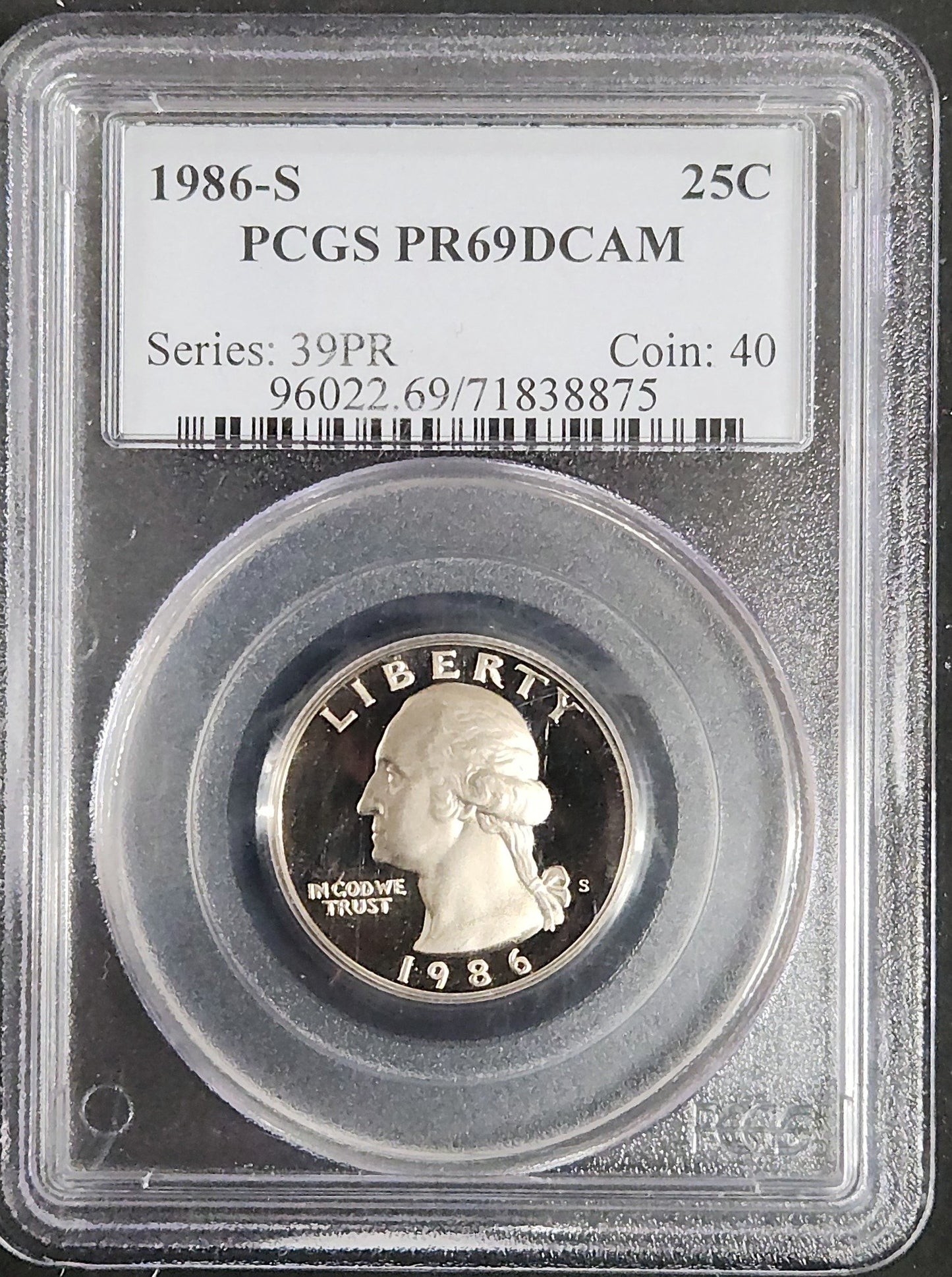 1986-S Washington Quarter Proof PR69 DCAM 5985.69-0960226971838875 — Obverse