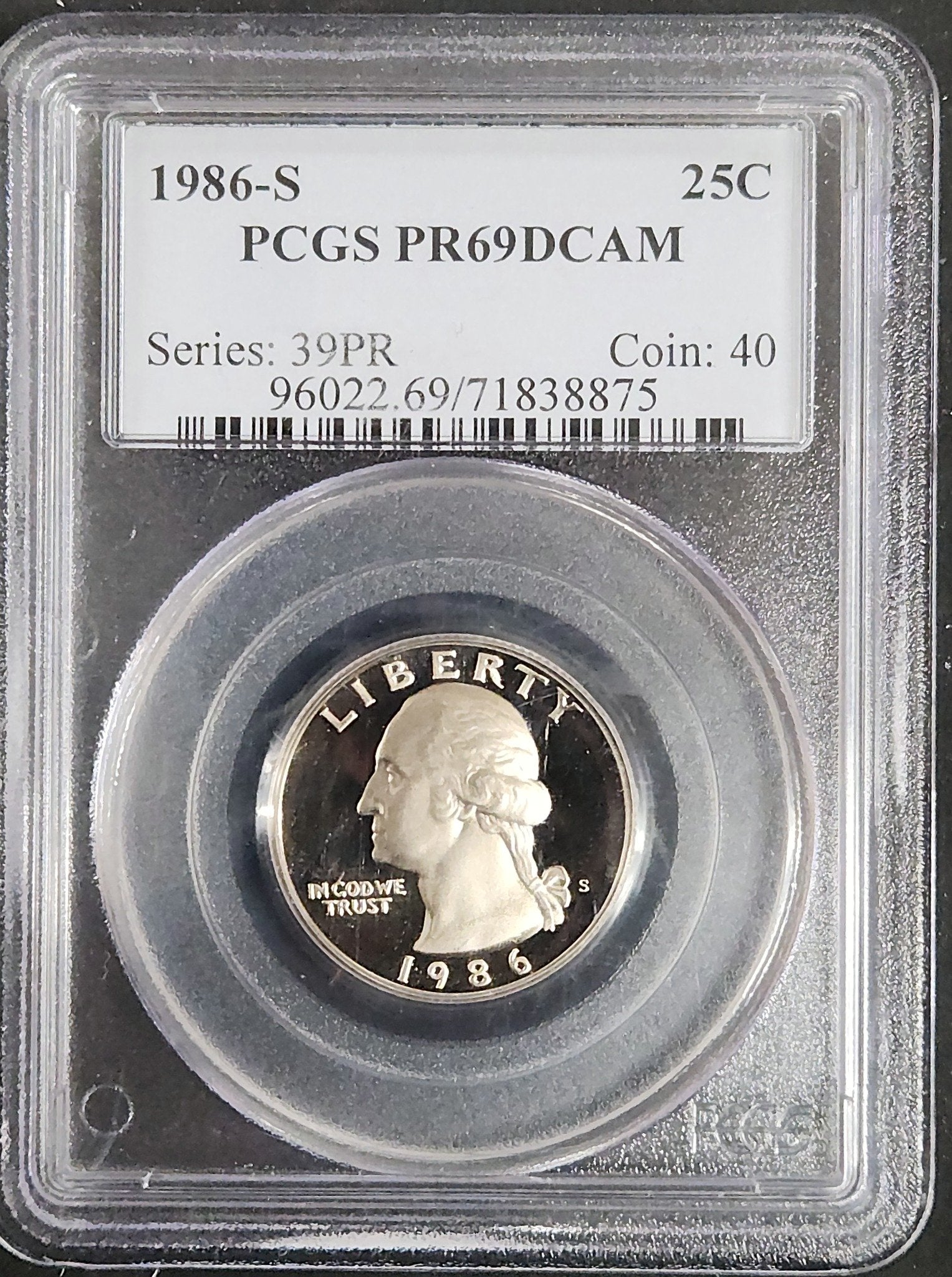 1986-S Washington Quarter Proof PR69 DCAM 5985.69-0960226971838875 — Obverse