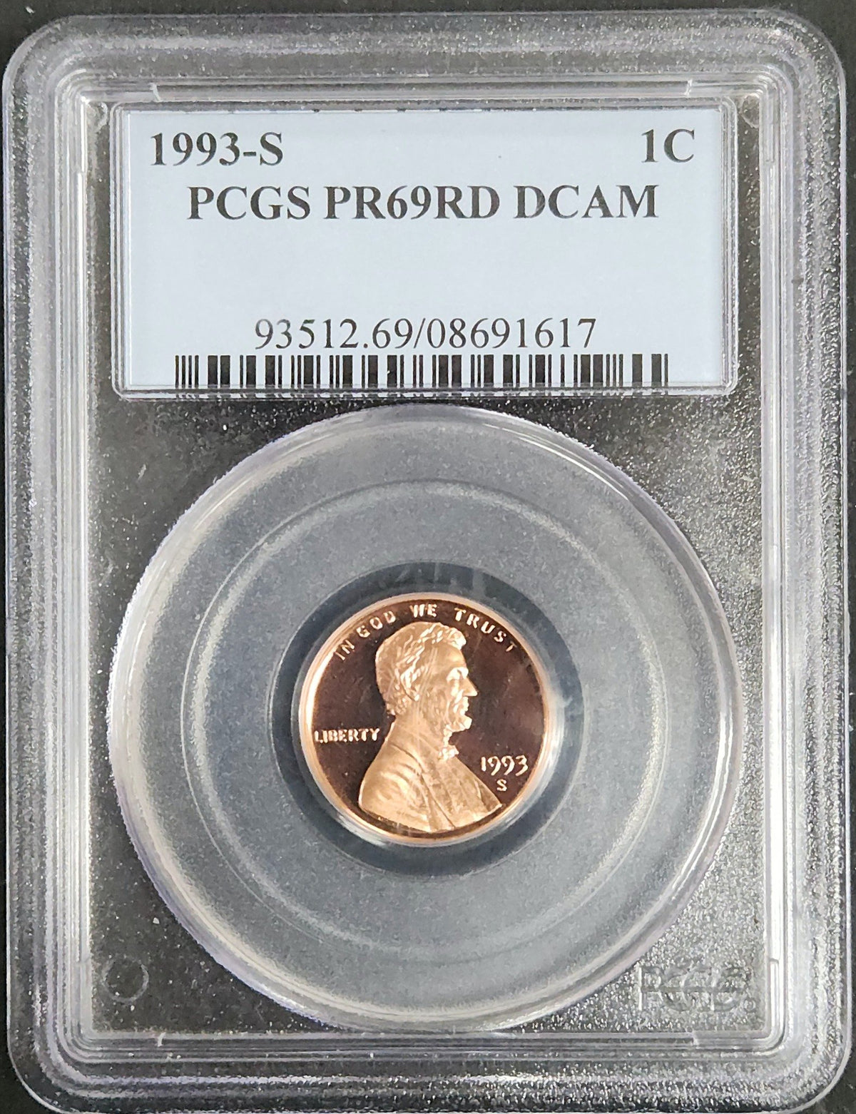 1993-S Lincoln Cent Proof Red DCAM 2662.69-0935126908691617 — Obverse
