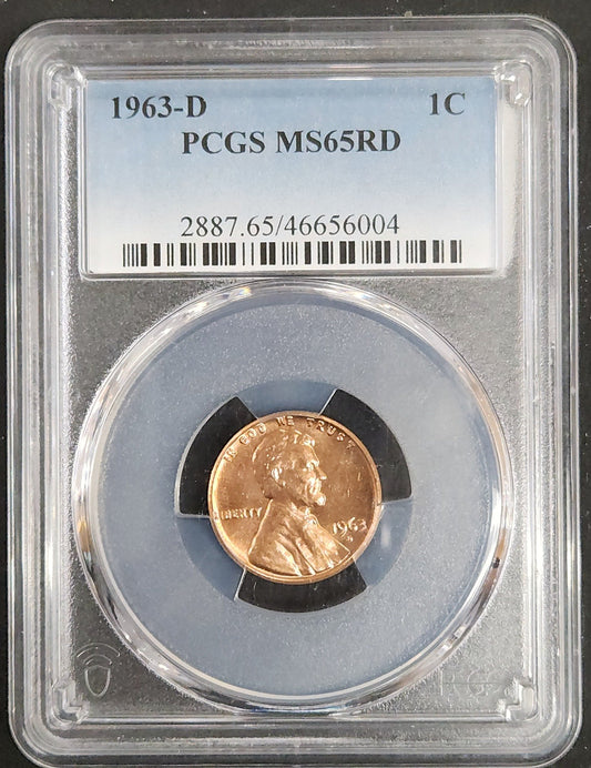 1963-D Lincoln Cent MS65 Red 2351.65-0028876546656004 — Obverse