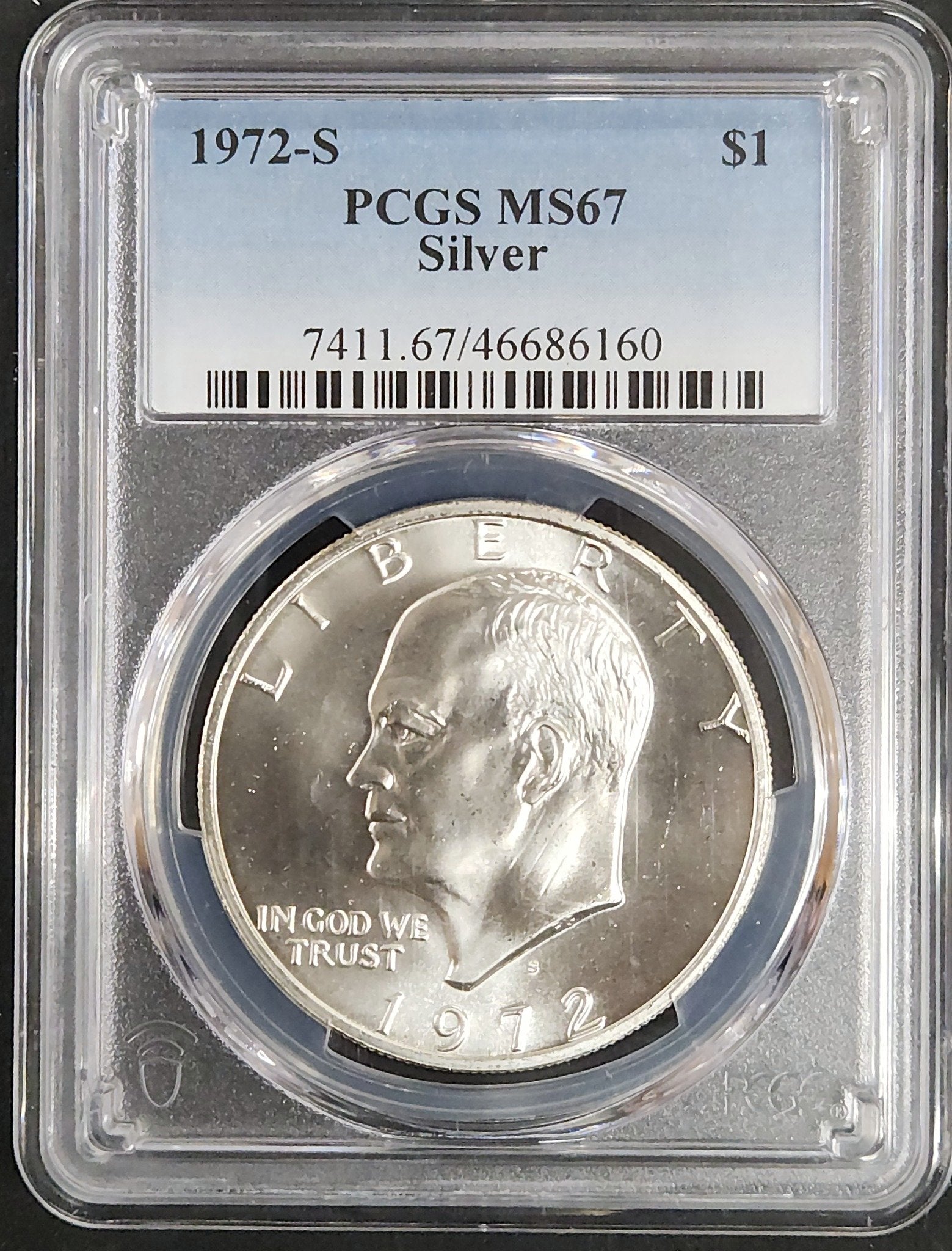 1972-S Eisenhower Dollar MS67 Silver PCGS 7926.67-0074116746686160 — Obverse