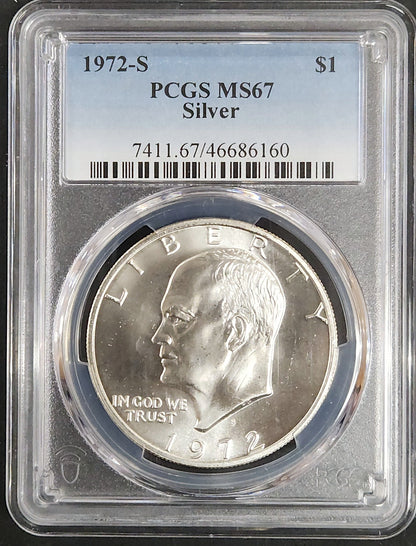 1972-S Eisenhower Dollar MS67 Silver PCGS 7926.67-0074116746686160 — Obverse