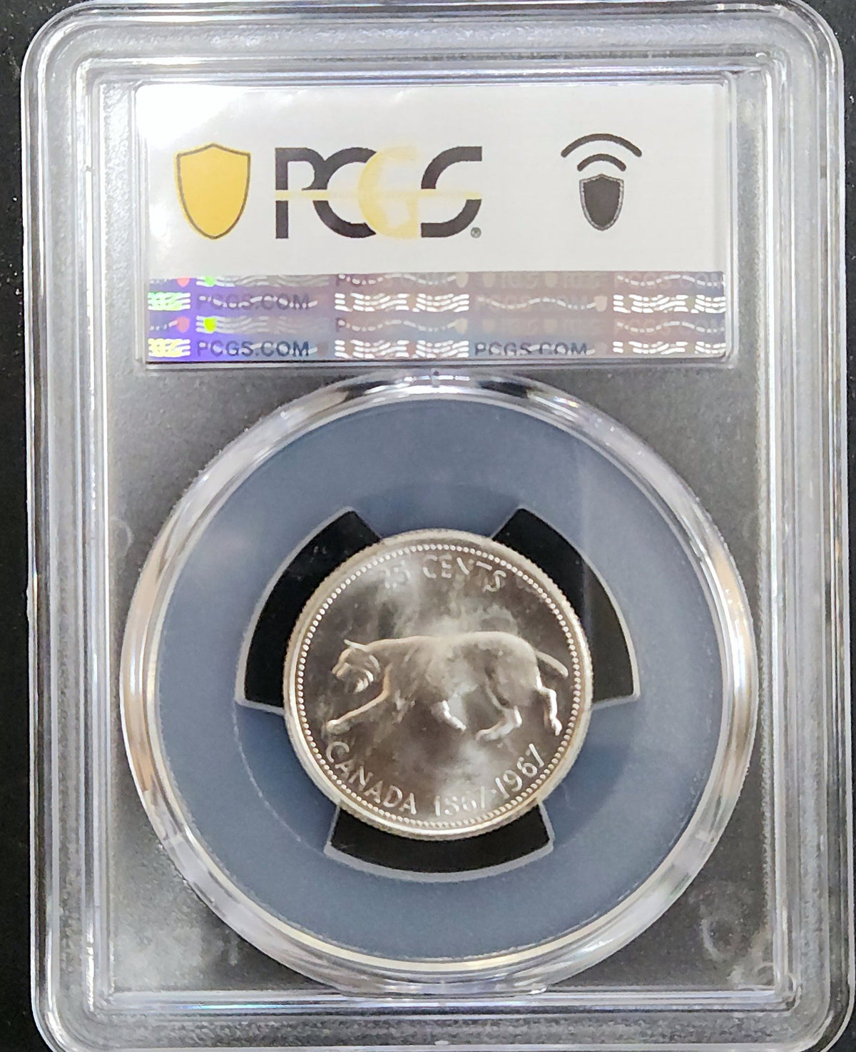1967 Canada 25c MS65 0.800Ag PCGS 4UU7 — Reverse