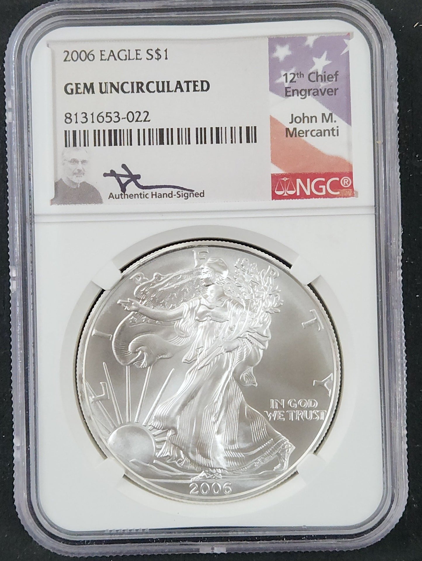 2006 Silver Eagle Dollar Gem Uncirculated 68740.65-71004865028131653022 — Obverse