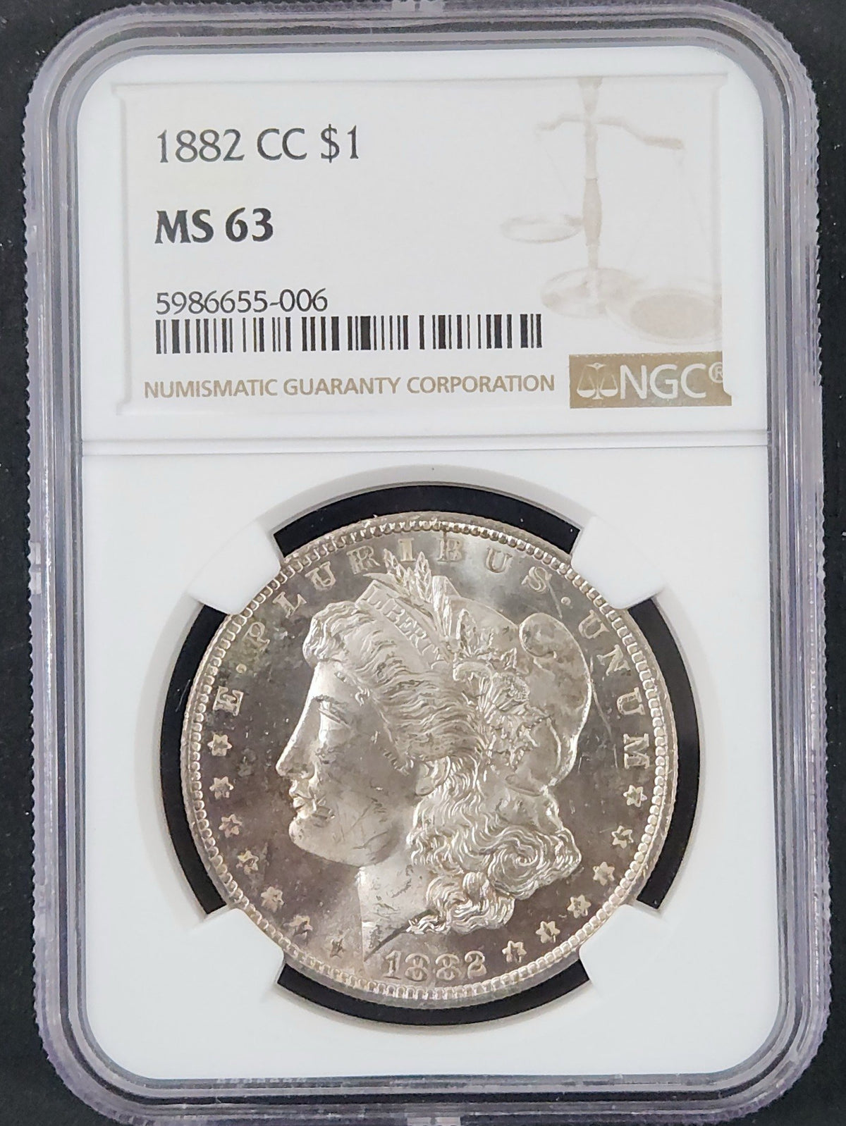 1882 CC Morgan Dollar MS63 NGC 7508.63-01713463005986655006 — Obverse