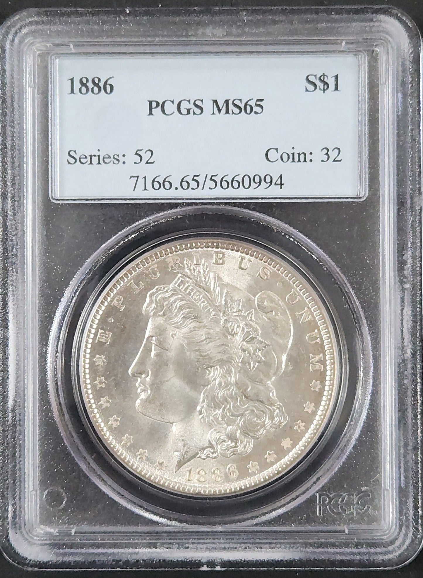 1886 Morgan Dollar MS65 PCGS 7496.65-0071666505660994 — Obverse