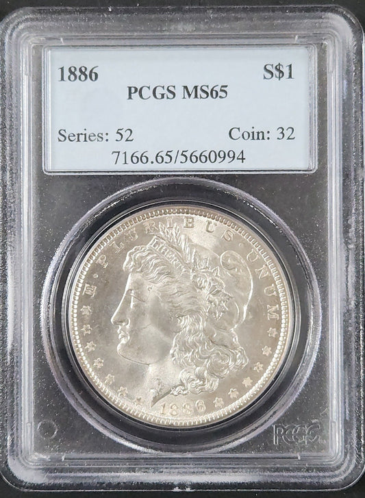 1886 Morgan Dollar MS65 PCGS 7496.65-0071666505660994 — Obverse