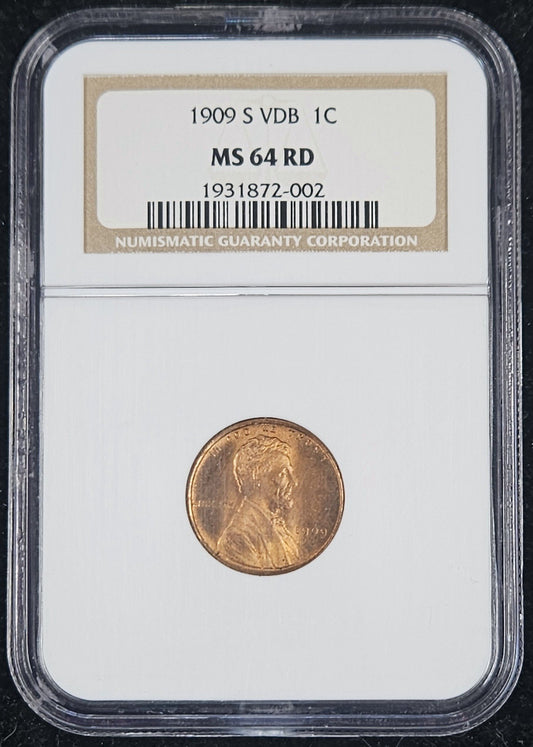 1909-S VDB Lincoln Cent NGC MS64RD Key Date Coin!!! 1801.64-1931872002 — Obverse