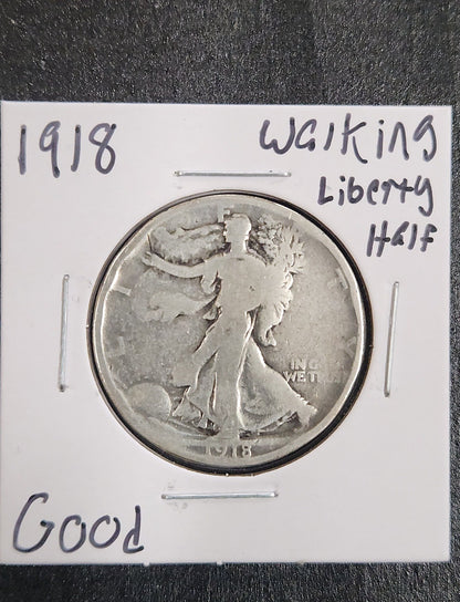 1918 Walking Liberty Half Good — Obverse