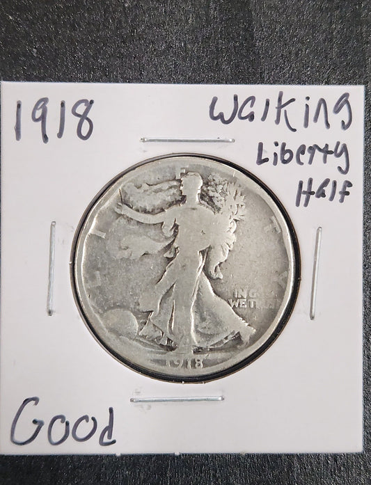 1918 Walking Liberty Half Good — Obverse