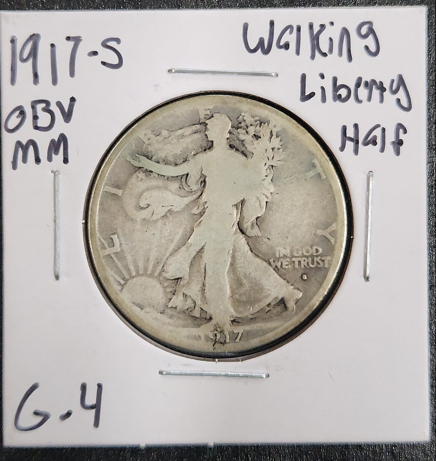 1917-s OBV MM Walking Liberty Half G-4 — Obverse