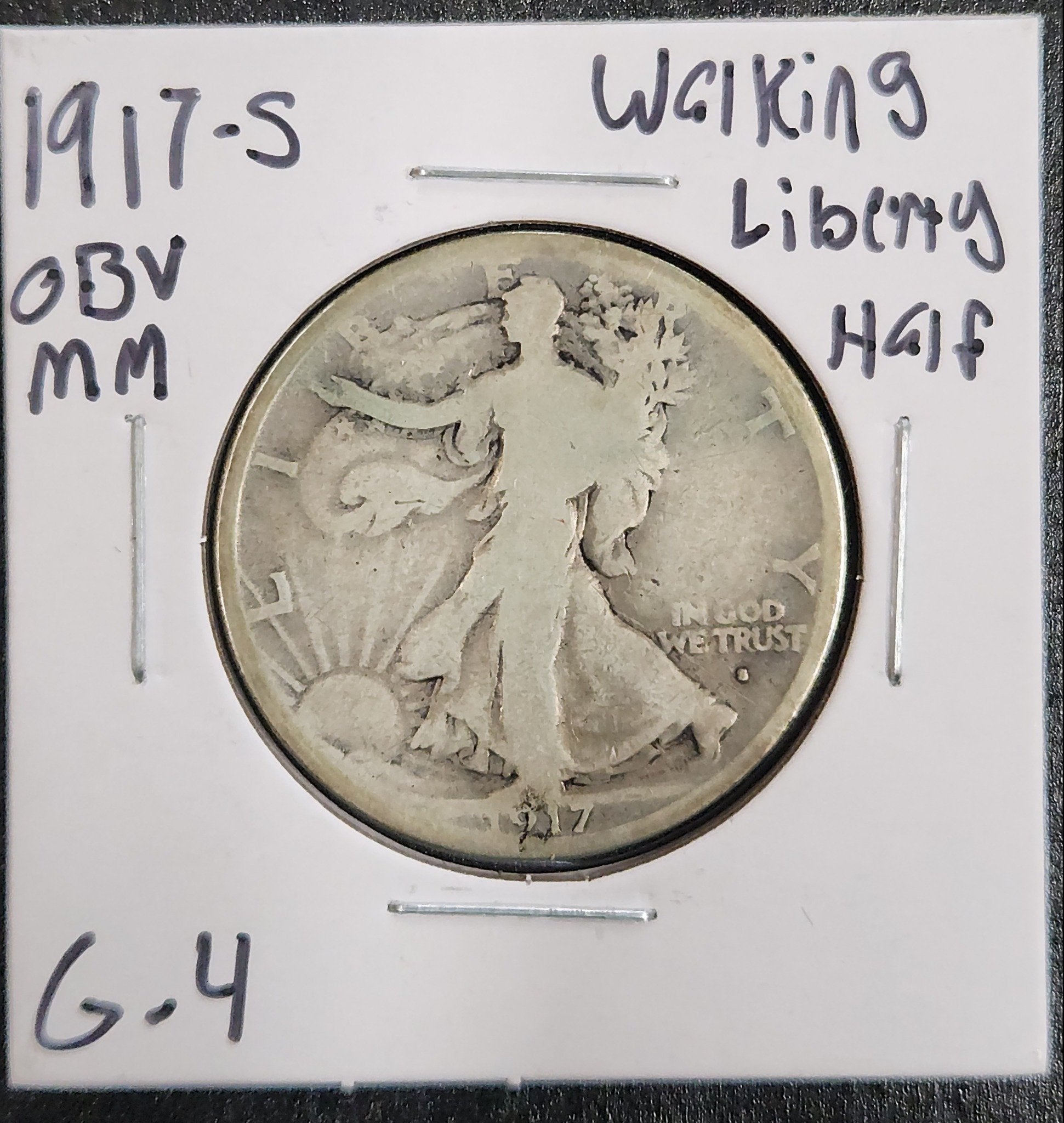 1917-s OBV MM Walking Liberty Half G-4 — Obverse