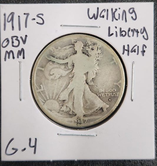 1917-s OBV MM Walking Liberty Half G-4 — Obverse