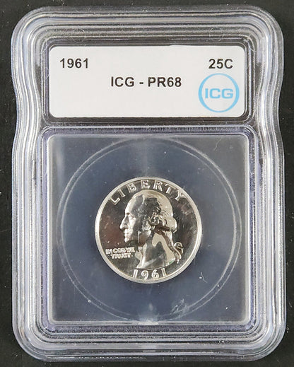 1961 Quarter PR68 ICG 5901.68-044290683753851422 — Obverse